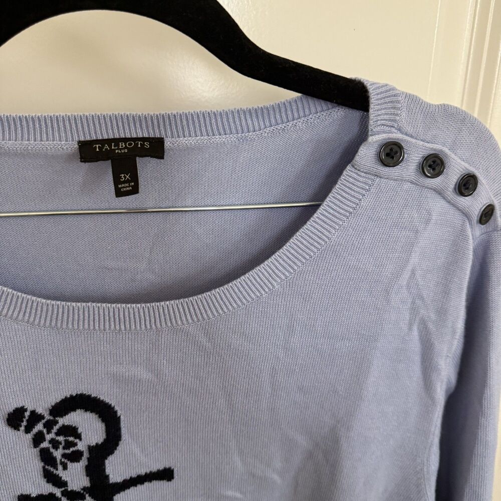 Talbots Plus 3X cotton blend nautical sweater coastal summer anchor - Picture 7 of 14